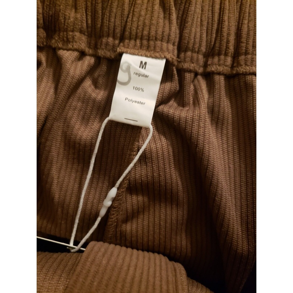 Women's Halara Pleated Corduroy Pants Size Medium Cocoa Brown Stretch Waist - Picture 8 of 9